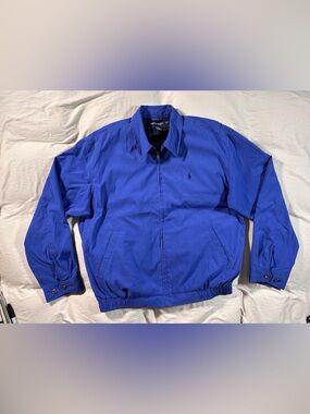 Polo Ralph Lauren Royal Blue Medium Harrington Lined Full Zip Y2K RARE